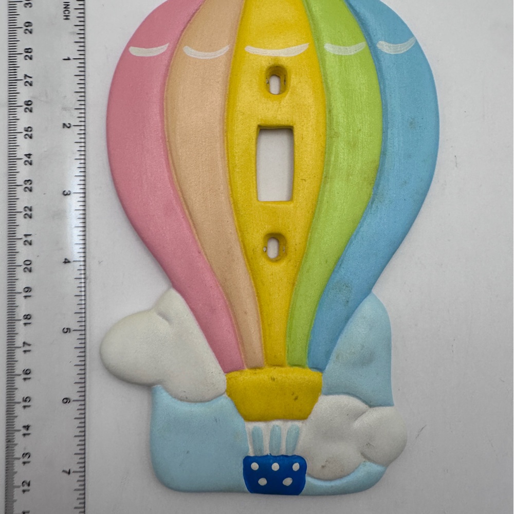 Handmade ceramic  Hot Air Balloon Light Switch Cover. Vintage 1973